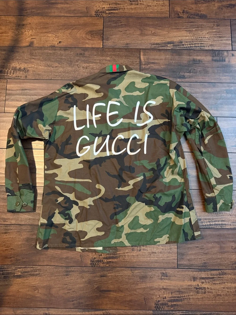 Gucci Camouflage Military Jacket with Gucci & Mickey Patches - Green & Brown